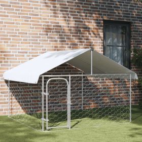 Dog Kennel Silver Galvanized steel, polyethylene Large Dog Kennel Dog Kennel Silver Galvanized steel, polyethylene Large Dog Kennel